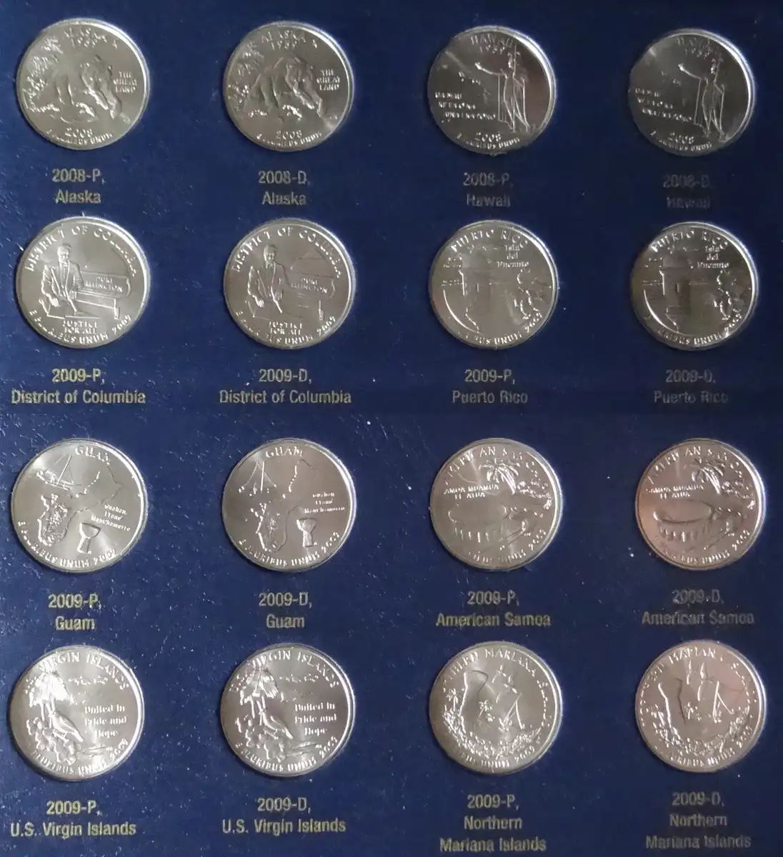 Completed:--1999-2009-P-&-D-US-Statehood-Quarters-Album